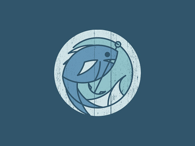 Fishy fish fishing geometric icon logo nautical round vector water