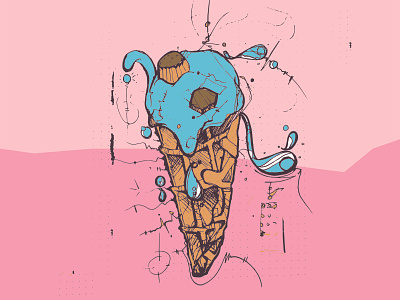 ICE CREAM graphic design ice cream ice cream cone illustraion scoops scribble vector vector illustration vector illustrator