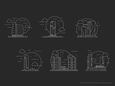 SP Architects Project illustrations building icon buildings illustraion minimal minimal illustration project illustrations vector art