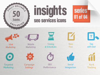 Insights Seo Icons Series 01 search engines marketing seo icons insights icons niche publications traffic drive branding analysis web analytics data mining marketing mix search engines marketing