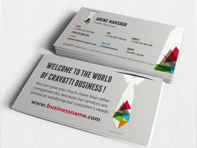Cravatti Business Card Template agency business business card company creative events logo marketing minimalist online marketing tie web media