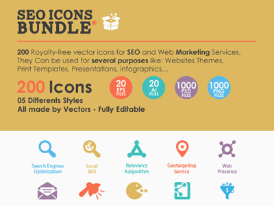 SEO Icons Bundle analytics flat seo icons insights modern icons search engines marketing seo icons seo icons bundle social intelligence vector icons viral marketing
