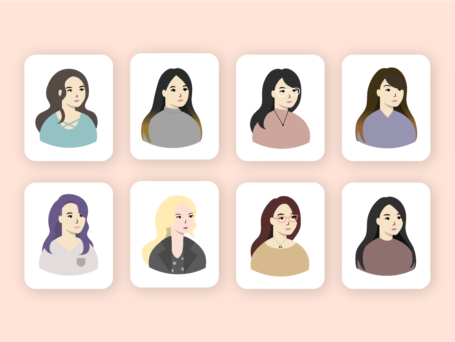 Detailed Female Avatars by Tiffany Choi on Dribbble