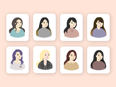 Detailed Female Avatars app avatar design avatar icons avatars character design flat illustration ui web