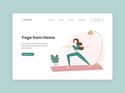 Virtual Yoga Studio Homepage digital illustration illustration landing page minimalist simplicity web design website concept website design yoga