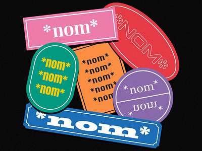 *nom* abstract brutalism brutalist editorial font food layout stickers type typography vibrant vintage