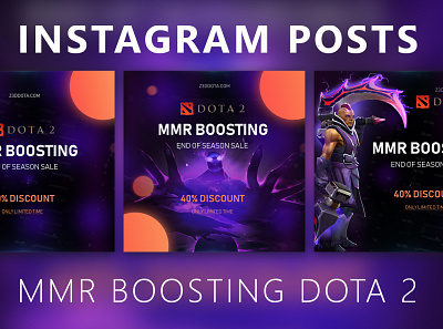 Instagram posts - Dota 2 MMR Boosting creatives design instagram instagram post targeting targets
