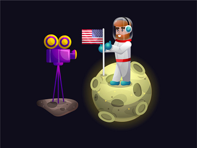 Astronaut on the moon adobe illustrator astronaut character illustrator moon vector vector illustration