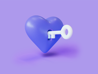 Privacy Cloud Heart 3d 3d art 3d icon art blender cute design digital illustration