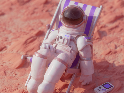 Chilling on mars 3d art blender illustration space exploration