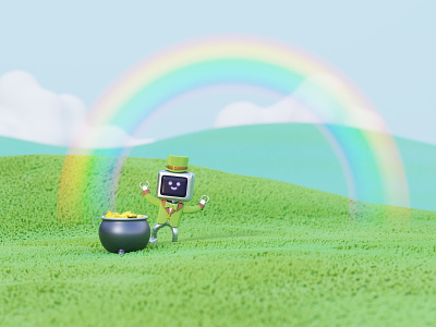Saint Patrick Robot 3d 3d art blender character art cute digital illustration robot