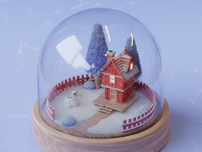 A Piece Of Winter 3d 3d art blender cold cute digital illustration miniature snow snowball winter winter party