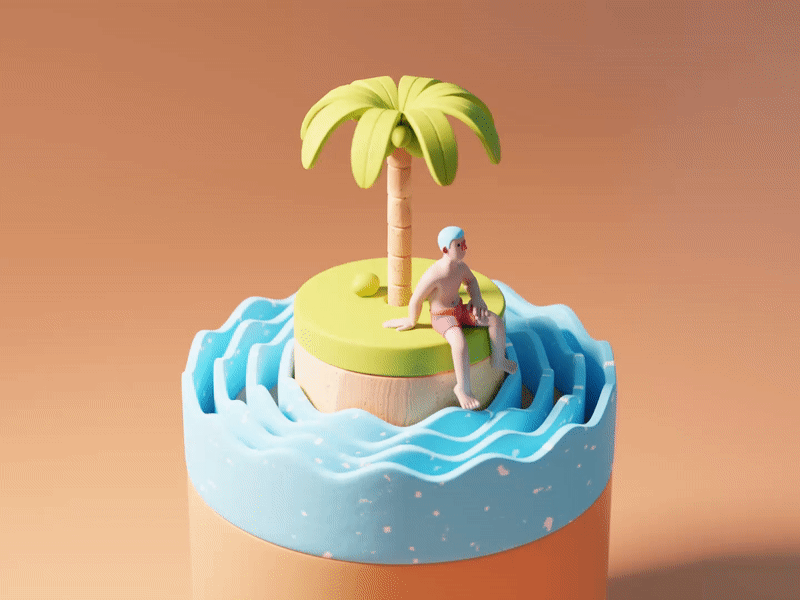 Summer Loop 3d animation blender character art cute digital illustration