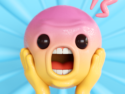 Shocking! 3d 3d art blender digital emoji illustration