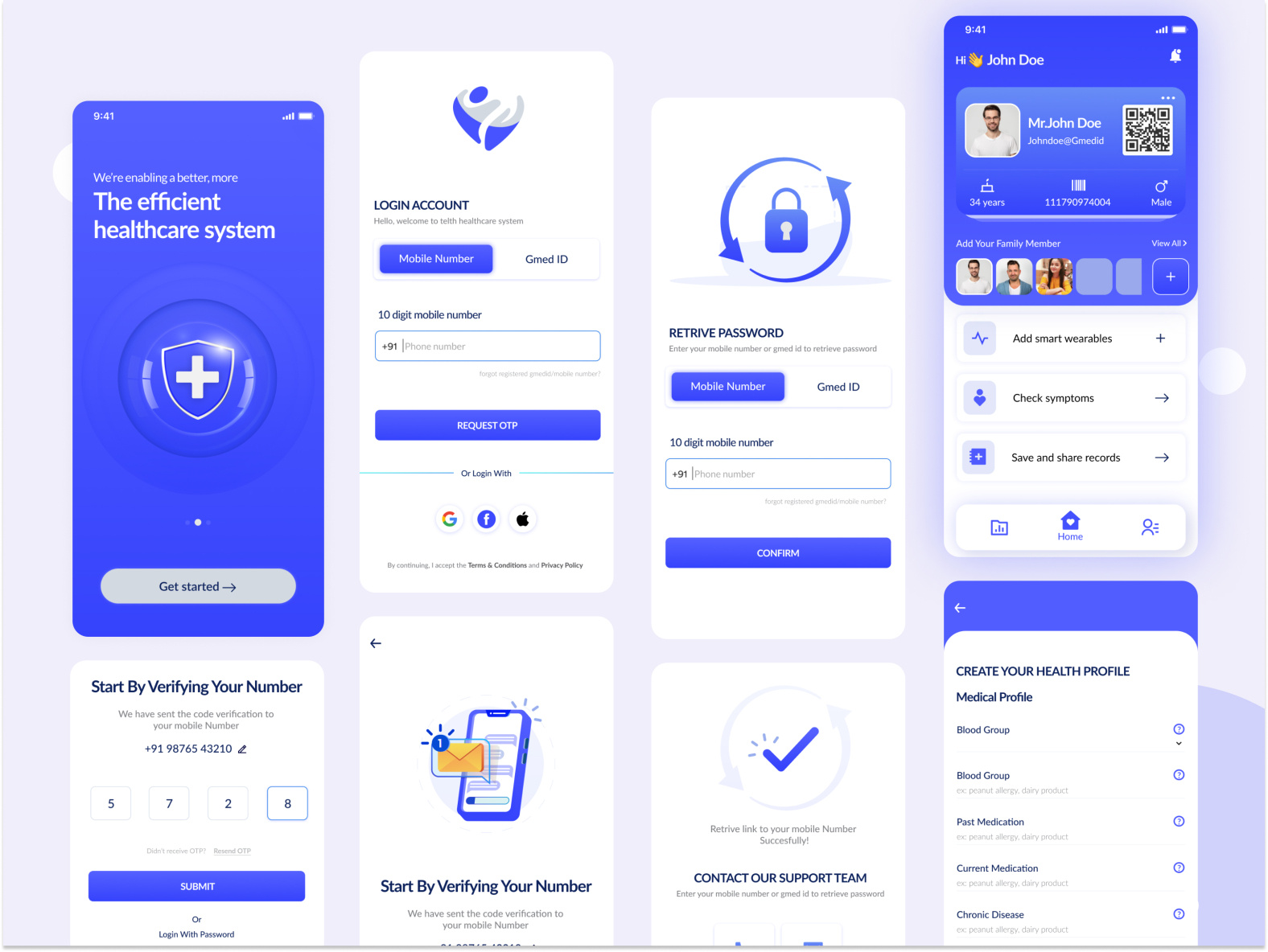 Healthcare Mobile App UI by Sathish S on Dribbble