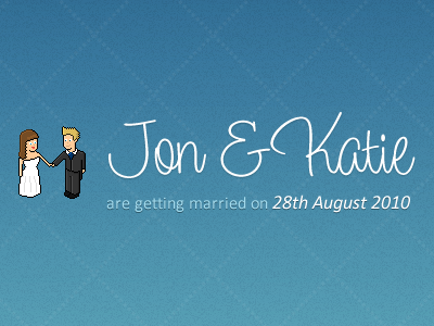 Jon & Katie blue pixel pixel art website wedding