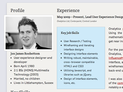 Work in progress - my cv