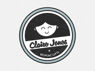 Claire Jones Logo blue duck egg blue logo retro vintage