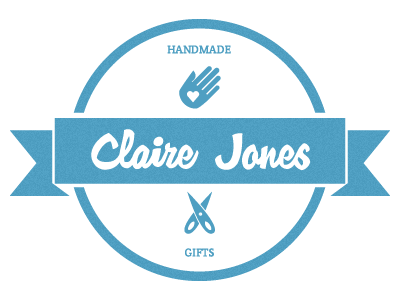 Claire Jones 5 blue handmade logo retro ribbon