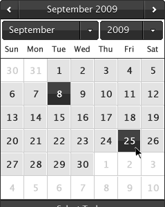 Custom Calendar black calendar interface