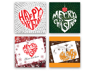 Typography Cards cards set greeting cards halloween hand drawn merry christmas typography ukrainian artist vector illustration