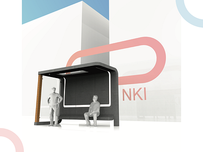 Onki bus stop industrial poster product visualization