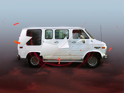 Chevy Van car digital art digital painting van