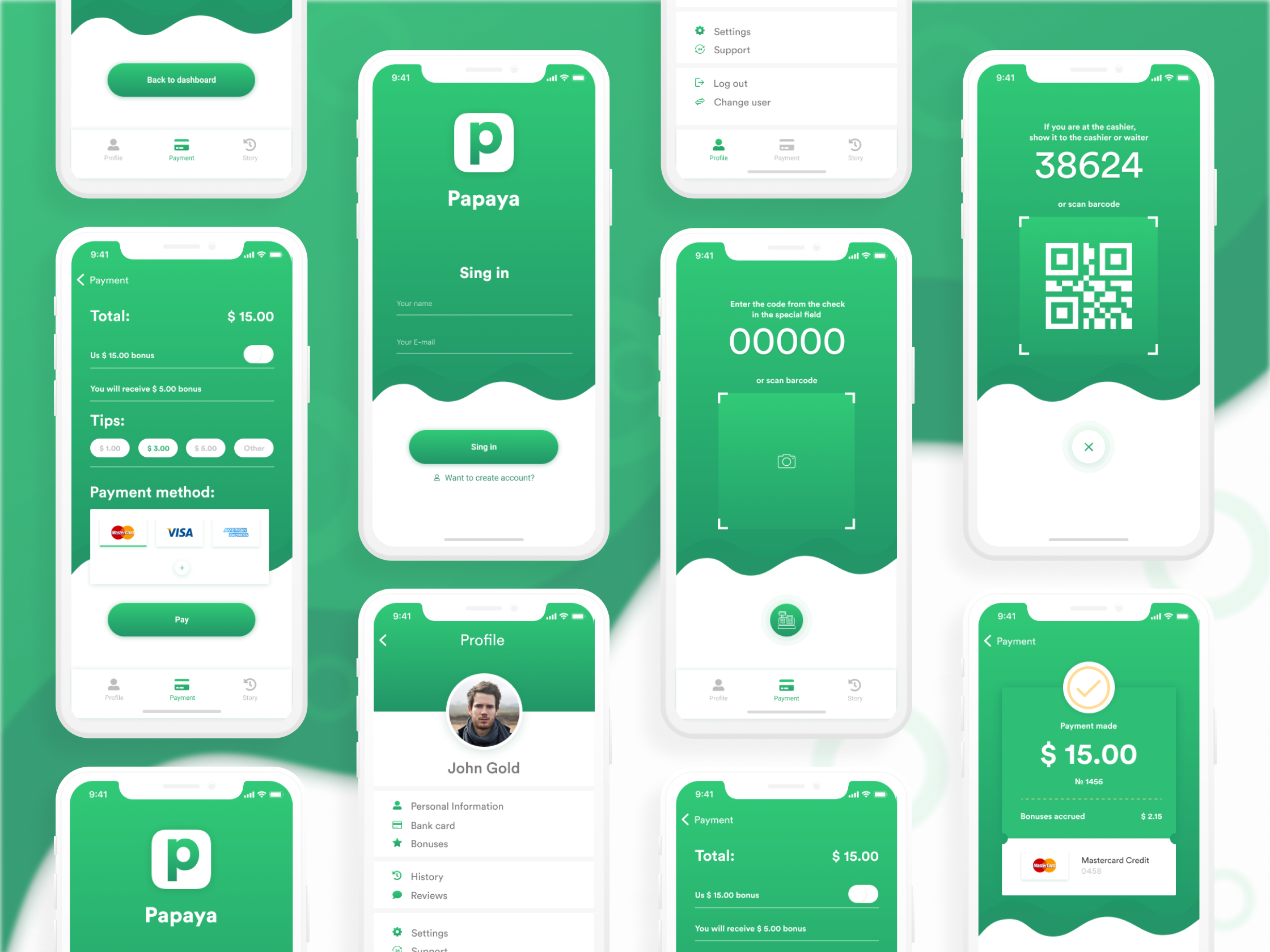 UX/UI Design - Mobile App "Papaya" .