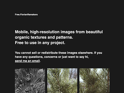Free.FlorianRamakers 2020 angular dark mode design images nature photography stocks webdesign website