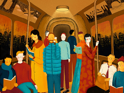 Multitudes: Train. Series of Illustrations art design digital digital art drawing graphic design illustration illustrator metro procreate