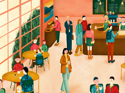 Multitudes: Coffee Shop. Series of Illustrations art artist color design digital digital art graphic design illustration illustrator procreate