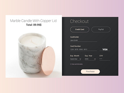 Daily UI Challenge 002 - Credit Card 002 app candle challenge creditcard creditcardcheckout daily dailyui day002 design payment shopping ui