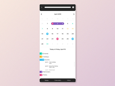 Daily UI Challenge 038 - Calendar app calendar calendar app challenge daily dailyui design mobile