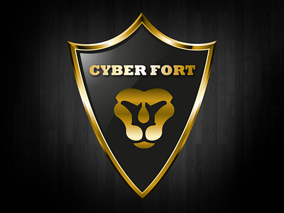 Cyberfort golden lion logo shield yellow