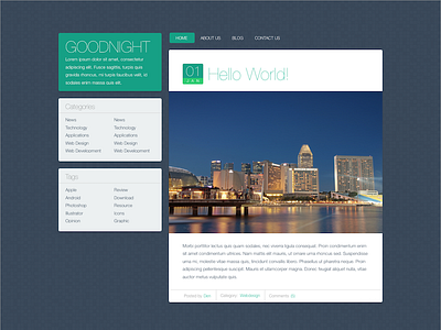 Goodnight blog flat layout template wordpress