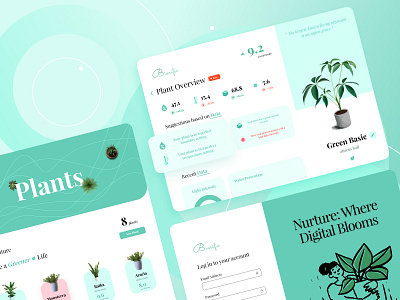 Biorific 🌿 Real-Time Plant Monitoring analytics charts dashboard design garden green minimal modern plant app plant illustration plant monitoring plants product design protopie real time ui ux web web design