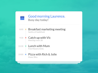 Google Calendar integration concept bot calendar cards chat daily schedule update