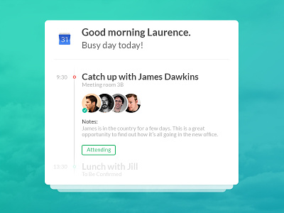Google Calendar integration concept bot calendar cards chat daily schedule update