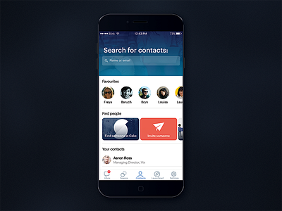 Find contacts app cards carousel contacts ios iphone photo prototype search user experience user interface ux