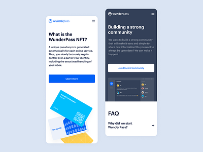 WunderPass – Landing Page Mobile bazen agency blockchain crypto crypto landing page cryptocurrency data control data trading defi fintech identity layer landing page design mobile landing page privacy saas transaction ui ux visual identity wunderpass