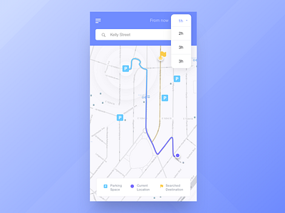 RJ Parking App - Home Founded blue car location map navigation parking pin ui