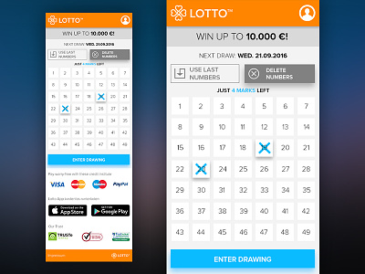 Lottery App jackpot lottery material design minimal mobile web yolo