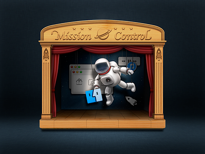 Mission Control icon astronaut desktop exposé icon mission control puppet puppet show space wood