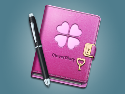 Cloverdiary icon diary icon leather notebook pen