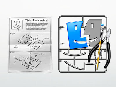 “Finder” Plastic model kit assembling instruction brush finder icon nippers paper plastic model
