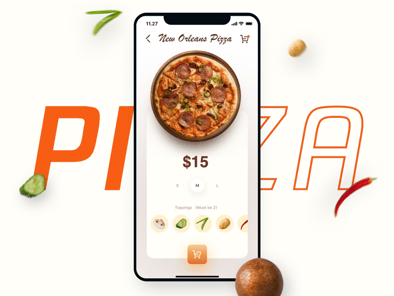 Order pizza typography ui