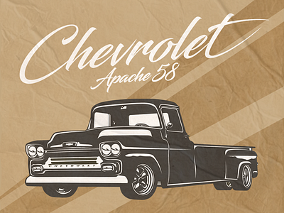 Chevrolet Apache 58 animation design flat illustration vector