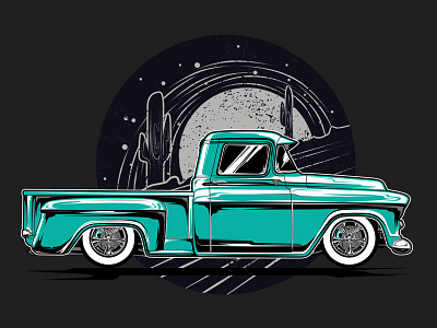 Apache 56 night ride animation chevy chevyapache design flat illustration