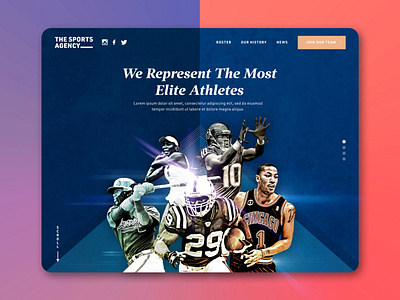 Sports Agency Concept - One Hour Design Challenge brand design branding color hero image logo minimal onehourdesignchallenge photography photography website redesign typography ui webdesign