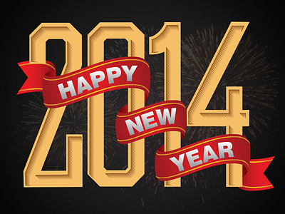 2014 Happy New Year 2014 happy happy new year new ribbon shadow typography year